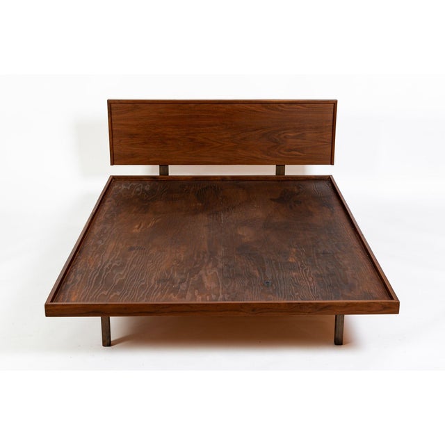 Mid-Century Modern Vintage Mid-Century Walnut Wood Platform Bed by Richard Artschwager (Attr.) 1950s For Sale - Image 3 of 15
