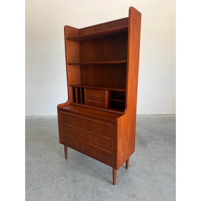 Ib Kofod-Larsen Mid Century Danish Teak Secretary Desk Bookcase For Sale - Image 4 of 11