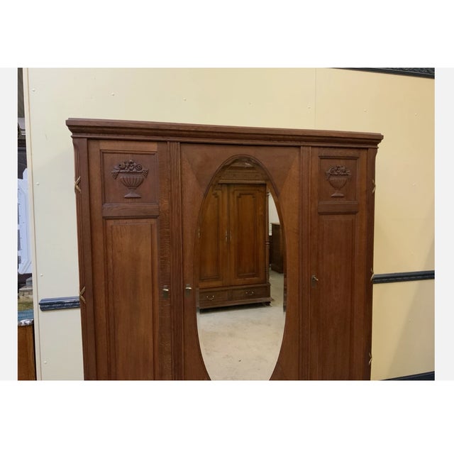 Wood Antique Art Deco Wardrobe, 1930s For Sale - Image 7 of 11