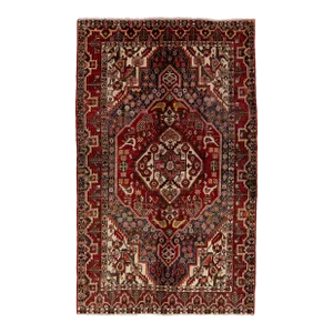 Vintage Persian Bakhtiari Red Wool Rug With Alllover Design