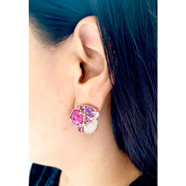 Not Yet Made - Made To Order Bochic “Capri” Ruby Sapphire Amethyst Aquamarine & Peridot Necklace & Earrings - 3 Pieces For Sale - Image 5 of 12