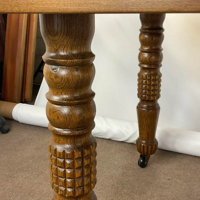 19th Century English Antique Oak Farmhouse Five-Legged Dining Table For Sale - Image 11 of 13