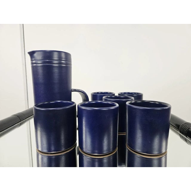 Jug and Ceramic Glasses by F. Santi, 1970, Set of 7 For Sale - Image 13 of 13