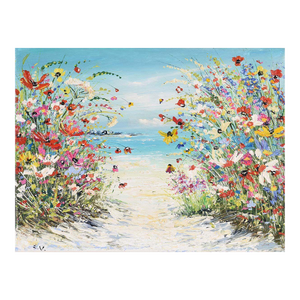 Evelina Vine, Colourful Impasto Seascape Wild Flower Painting by Contemporary British Artist, 2022