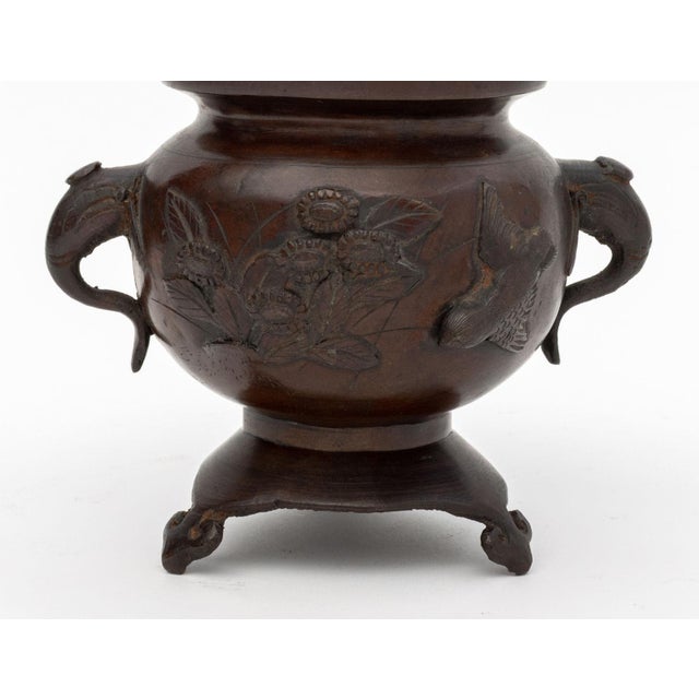 Mid 20th Century Chinese Patinated Bronze Tripod Censer For Sale - Image 5 of 12