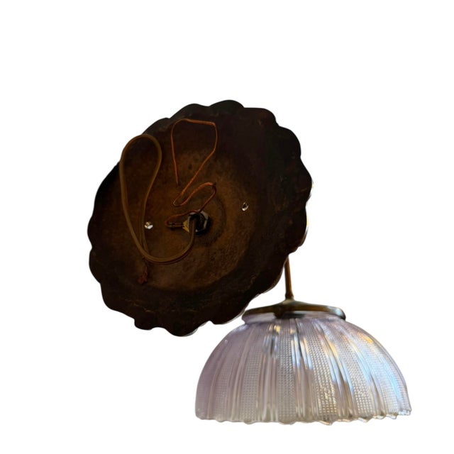 Metal Rare Late 1800’s Antique Electrified Original Gas Wall Sconce With Leaf and Vines For Sale - Image 7 of 7