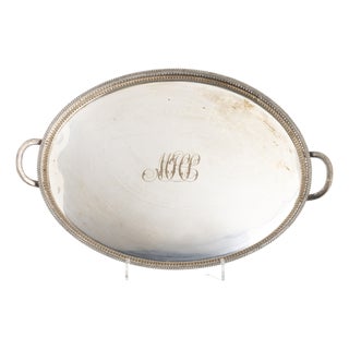 Gold-Plated Tray with Monogram, 19th Century For Sale