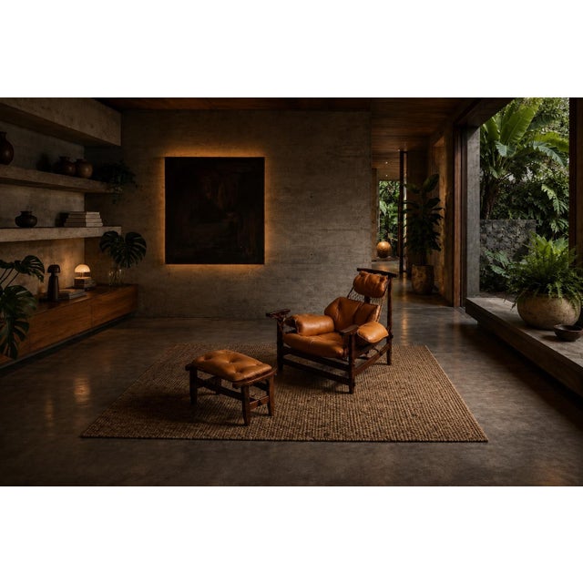 Set of Jangada Lounge Chair and Ottoman in Cognac Leather by Jean Gillon, Brazil, 1960s For Sale - Image 18 of 18
