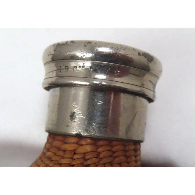 Antique Early 1900s Hand Woven Basket on Glass "Pumpkin Seed" Whiskey Hip Flask For Sale - Image 9 of 13