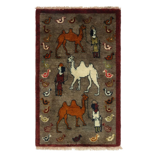 Brown 1950s Vintage Gabbeh Tribal Rug in Brown With Multicolor Pictorial Patterns For Sale - Image 8 of 8