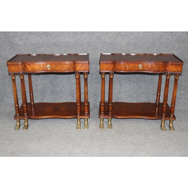 Pair of Georgian Style Brass Mounted Side Tables Attributed to Johnathan Charles For Sale In Philadelphia - Image 6 of 14