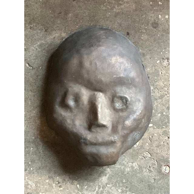 Vintage Hammered Z Bronze Death Mask Wall Sculpture For Sale In West Palm - Image 6 of 12