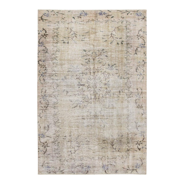 Vintage Washed Out Oushak Rug - 4`7" X 6`11" For Sale