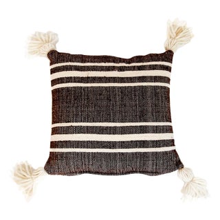 Mexican Wool Cream Pinstripes Throw Pillow For Sale