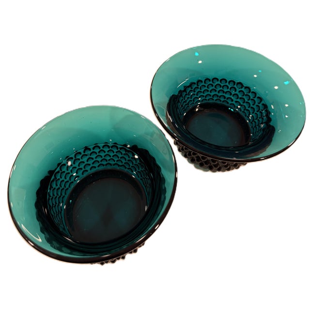 Mid-Century Modern Set of 2 Mid 20th Century Nyppyla Beaded Flared Glass Bowls by Saara Hopea for Nuutajarvi Notsjo, Made in Finland For Sale - Image 3 of 10