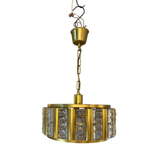 Brass and Glass Hanging Lamp by Carl Fagerlund for Orrefors For Sale