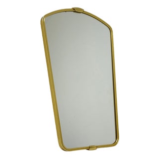 Mid-Century German Asymmetric Brass Wall Mirror, 1960s For Sale