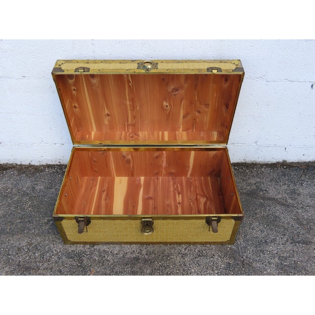 Hollywood Regency Wicker Cedar Hope Chest Blanket Trunk 6326 For Sale In Miami - Image 6 of 13