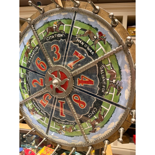 Green Rare 1920s Horse Racing Gaming Wheel by Evans & Co Chicago For Sale - Image 8 of 14