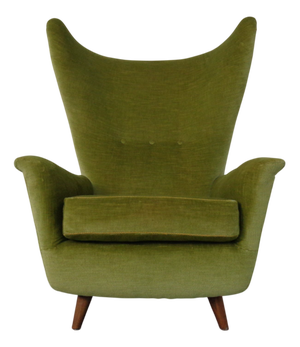 Italian Mohair Wingback Chair, 1950s