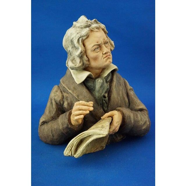 Ceramic Bust Sculpture of Composer Ludwig Beethoven by Antonio Borsato, Italy, 20th Century For Sale - Image 8 of 18