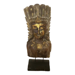 Large Giltwood Thai Goddess Sculpture