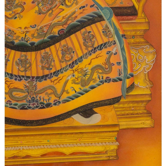 Pair of Chinese Ancestor Portraits Reverse Glass Paintings For Sale - Image 9 of 12