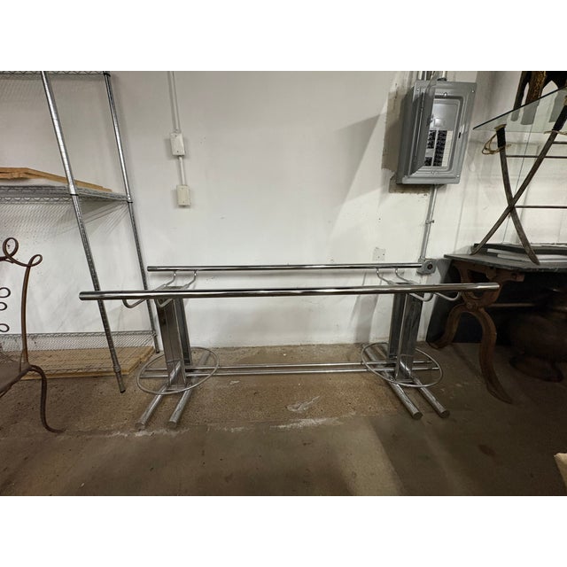 Italian Modern Chrome Dining Table Base Designed By Romeo Rega. Offered is a large Italian mid-century geometric chrome...