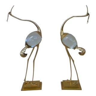 1970s Italian Franco Lapini Gold Gilt Bird Figurines - a Pair For Sale