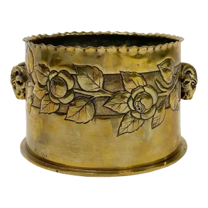 Antique Brass Trench Art Vessel Bowl
