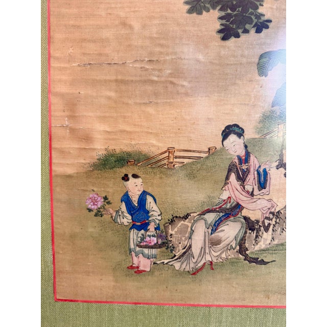 Antique asian painting on silk. Framed, matted and ready to hang. Circa early to mid 1800's. Price is firm. 17.5" W x 28.5" L