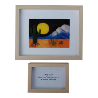 Contemporary Fiber Art Mojave Desert Landscape Set With Haiku by Paula Darnell For Sale