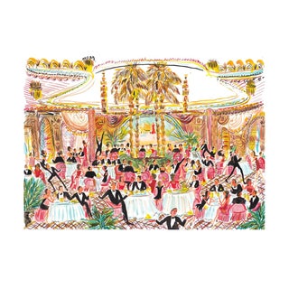 "Golden Palms Gala" Original Whimsical Figurative Scene Painting by Pauline de Roussy de Sales For Sale