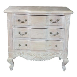 Vintage French Provincial Bleached Oak 3-Drawer Chest Nightstand Commode Dresser For Sale