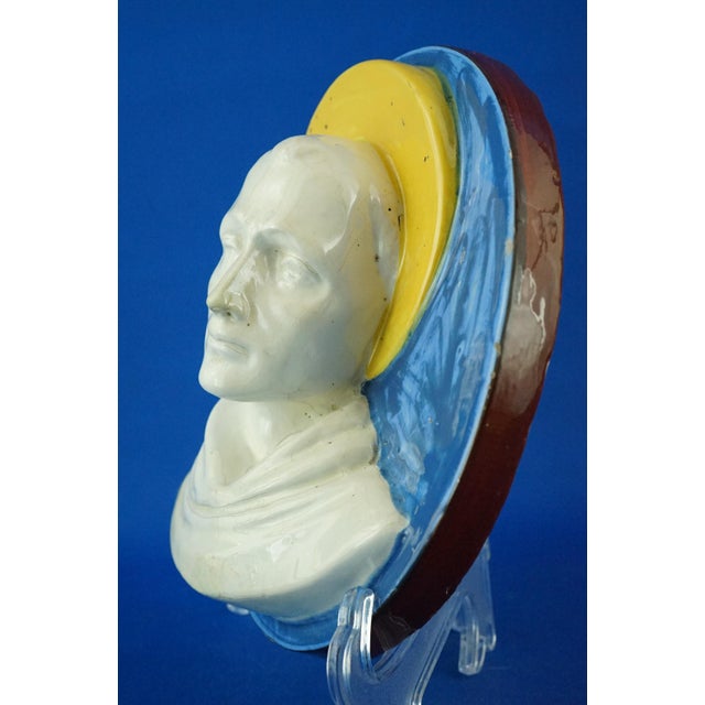 Ceramic Sculpture Medallion Plaque of Saint Francis, 1930s For Sale - Image 4 of 18