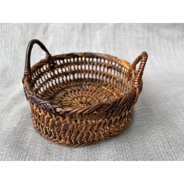 Small Vintage Woven Wicker Basket For Sale - Image 9 of 15
