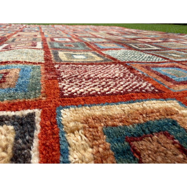 Vintage Hand-Knotted Pakistani Gabbeh Wool Textile Art Rug For Sale - Image 4 of 12