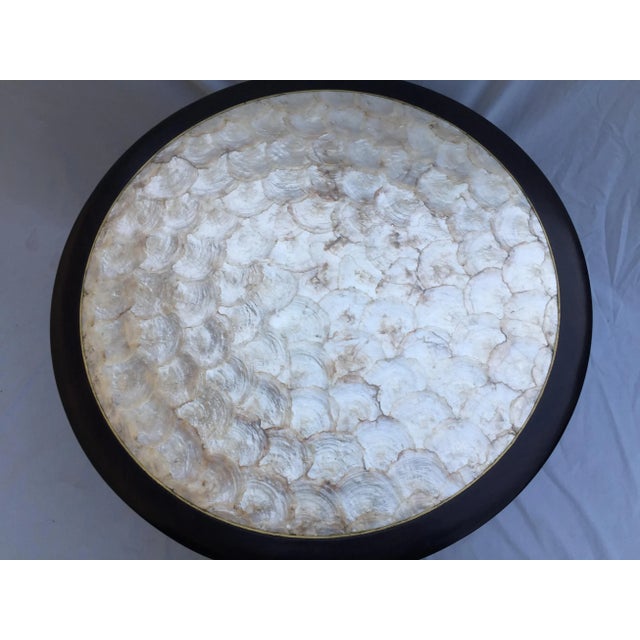 Ebony Danish Modern Capiz Shell Top Round Table For Sale - Image 8 of 9