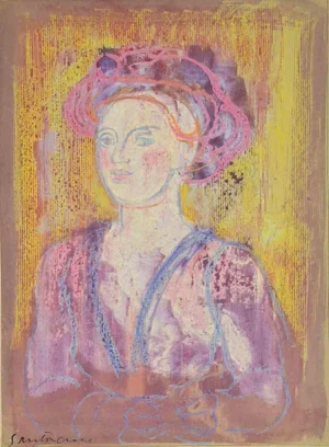 Antonio Santacroce, Portrait of a Girl, Mixed Media, 1980s