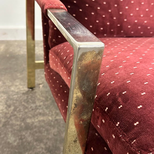 Textile Milo Baughman for Thayer Coggin 951 Flat Bar Lounge Chair Brass For Sale - Image 7 of 12