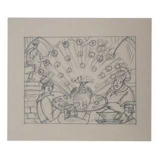 Jean-Emile Laboureur, Peacock, 1937, Pencil on Paper For Sale