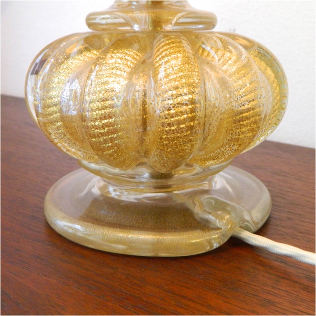Murano Glass Table Lamp with Gold Flakes from Barovier & Toso, 1960s For Sale - Image 4 of 8