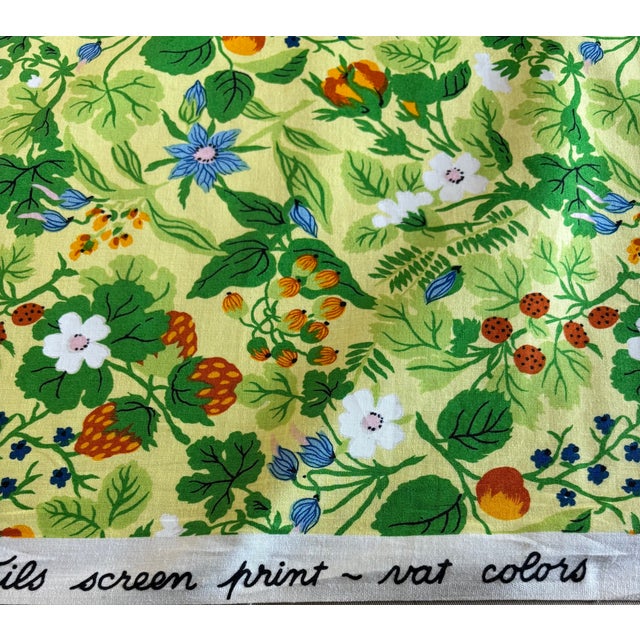 4 yards gorgeous brightly colored Brunschwig & Fils fabric entitled Fraises des Bois in lime green, orange, blue and white.