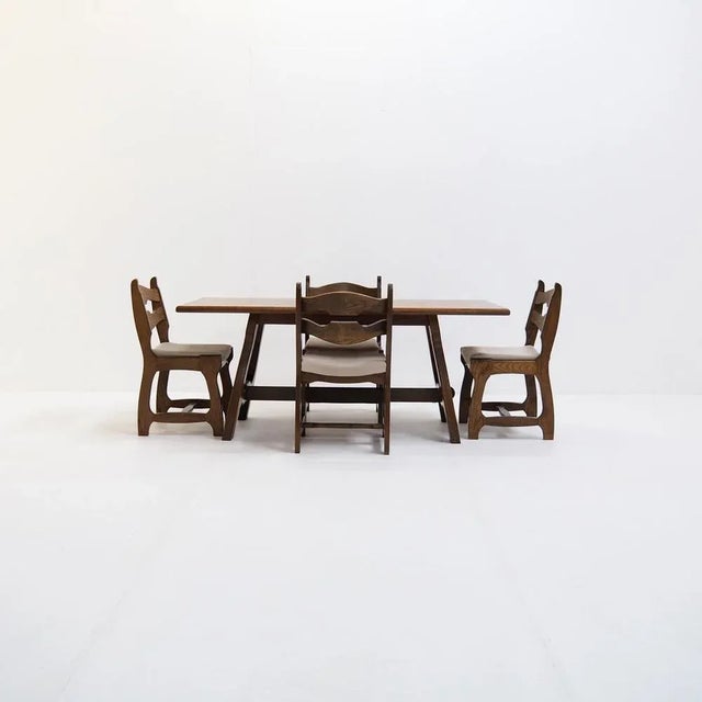 Brutalist Dining Set by Guillerme & Chambron, 1970s, Set of 5 For Sale - Image 3 of 10