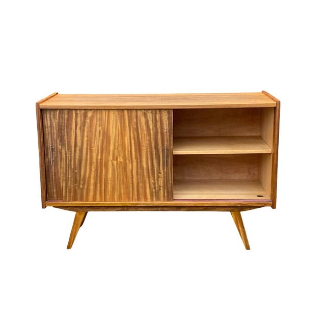 Walnut veneer sideboard by Słupskie Fabryki Mebli made in Poland in the 1960s. Completely restored: the surface has been...