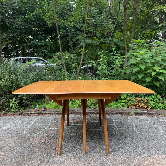 Mid-Century Modern Mid Century Modern Attributed Heywood Wakefield “Wishbone” Drop-Leaf Dining Table For Sale - Image 3 of 8