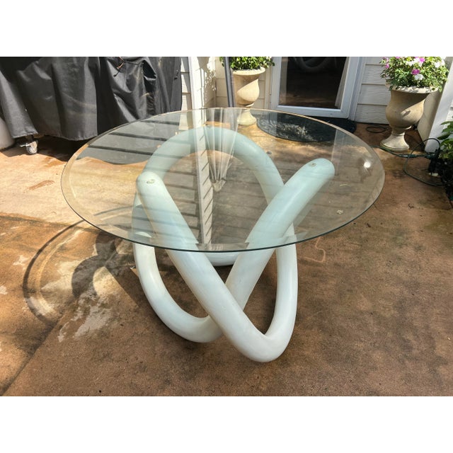 1970s Wooden White Knot Side Table With Glass Top | Chairish