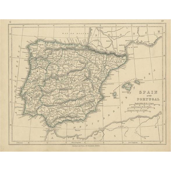 Mid 19th Century Antique Map of Spain and Portugal by Lowry, 1852 For Sale - Image 5 of 5