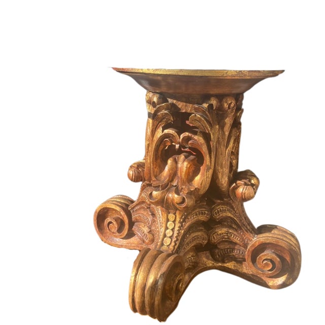 Vintage Wood and Glass Corinthian Style Table For Sale - Image 4 of 6