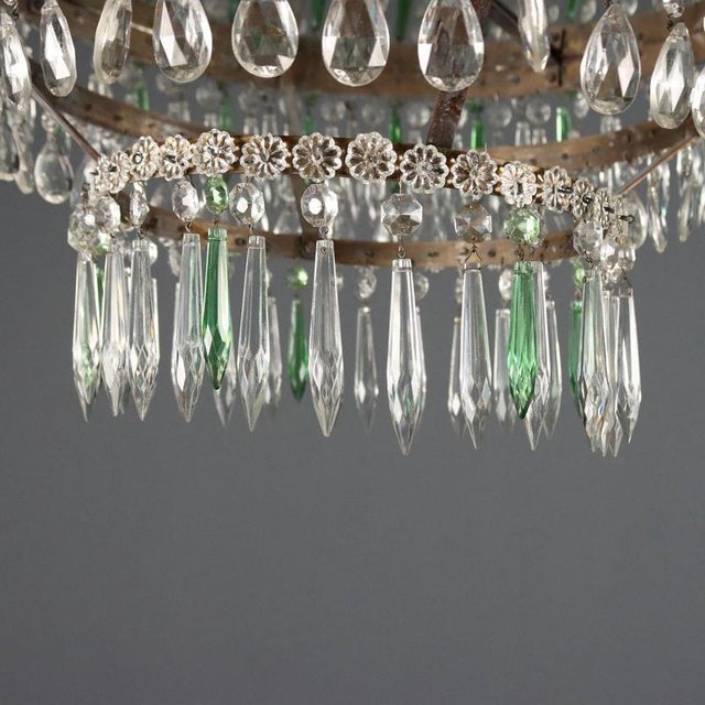 Empire Italian Chandelier in Glass and Gilt Iron For Sale - Image 4 of 9